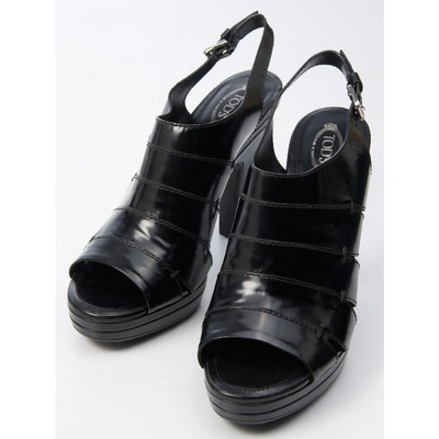 Pre-owned Tod's Leather Sandals In Black