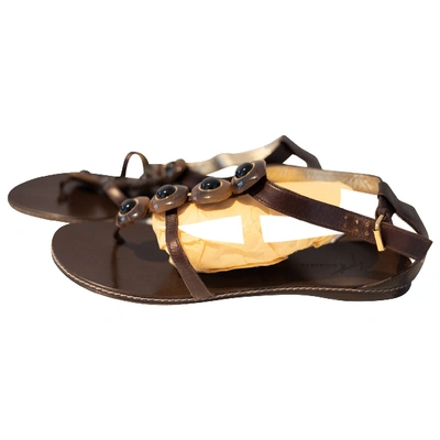 Pre-owned Giuseppe Zanotti Leather Flip Flops In Brown