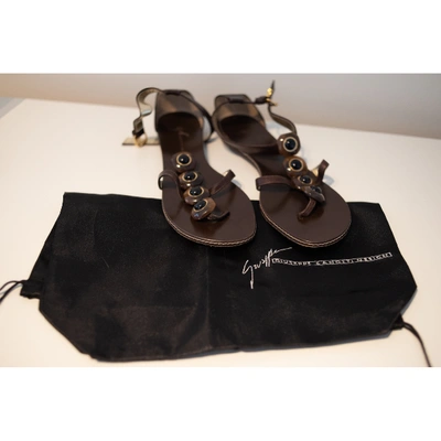 Pre-owned Giuseppe Zanotti Leather Flip Flops In Brown