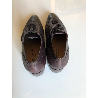 Pre-owned Santoni Leather Lace Ups In Brown