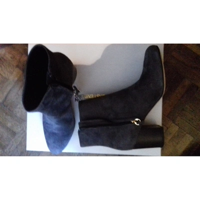 Pre-owned Diane Von Furstenberg Grey Leather Ankle Boots