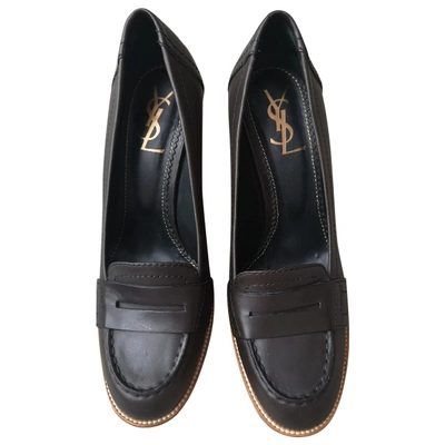 Pre-owned Saint Laurent Khaki Leather Heels