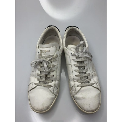 Pre-owned Saint Laurent Court Leather Trainers In White