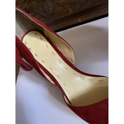 Pre-owned Aminah Abdul Jillil Red Suede Heels