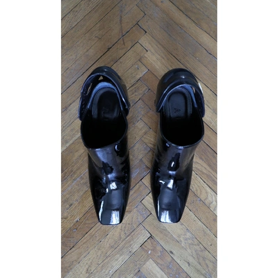 Pre-owned Alyx Patent Leather Ankle Boots In Black