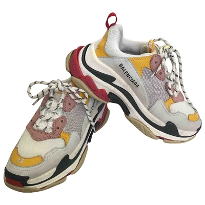 Pre-owned Balenciaga Triple S Leather Trainers In Multicolour