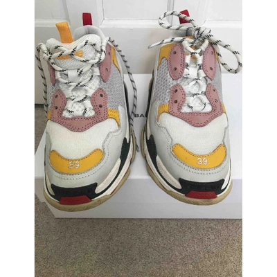 Pre-owned Balenciaga Triple S Leather Trainers In Multicolour