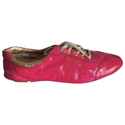 Pre-owned Prada Patent Leather Lace Ups In Pink