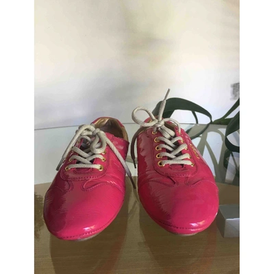 Pre-owned Prada Patent Leather Lace Ups In Pink