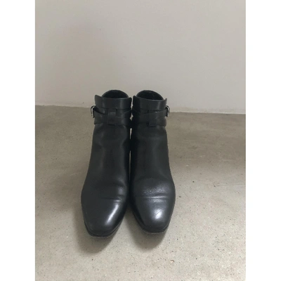 Pre-owned Saint Laurent Blaze Black Leather Ankle Boots