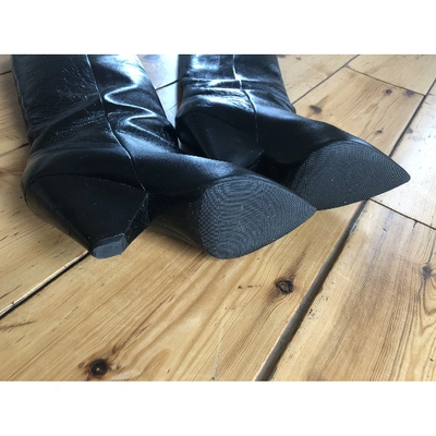 Pre-owned Saint Laurent Niki Black Leather Boots