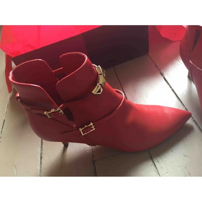 Pre-owned Valentino Garavani Red Leather Ankle Boots