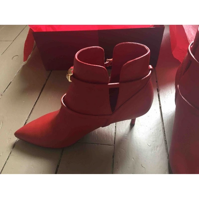 Pre-owned Valentino Garavani Red Leather Ankle Boots