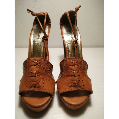 Pre-owned Just Cavalli Leather Sandals In Brown