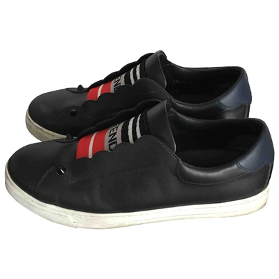 Pre-owned Fendi Leather Trainers In Black