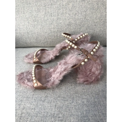 Pre-owned Miu Miu Pink Shearling Sandals