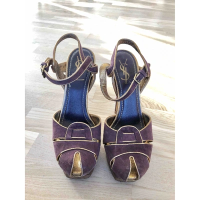 Pre-owned Saint Laurent Purple Suede Sandals