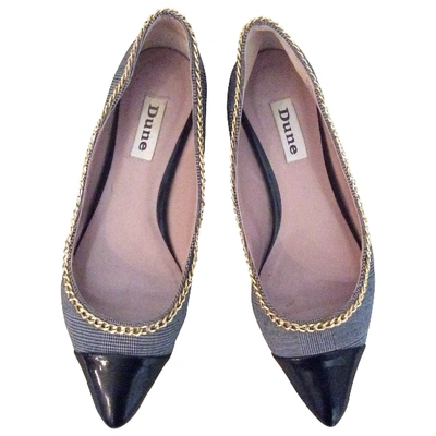 Pre-owned Dune Patent Leather Flats In Black