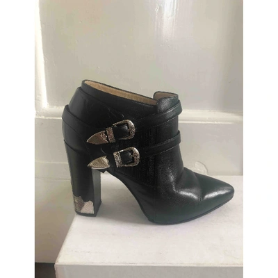 Pre-owned Toga Leather Heels In Black