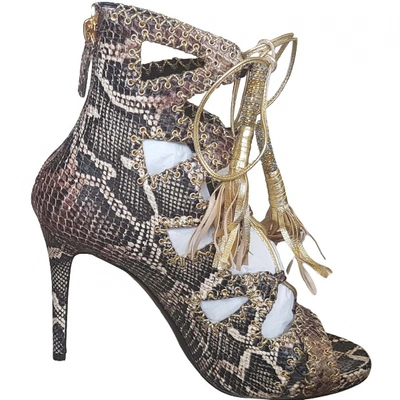 Pre-owned Roberto Cavalli Brown Python Sandals