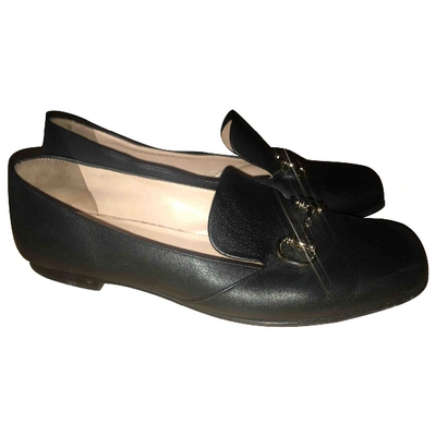 Pre-owned Gucci Brixton Leather Flats In Black