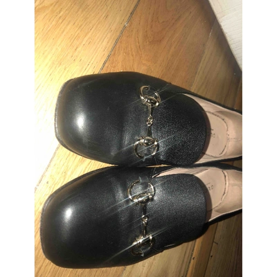 Pre-owned Gucci Brixton Leather Flats In Black