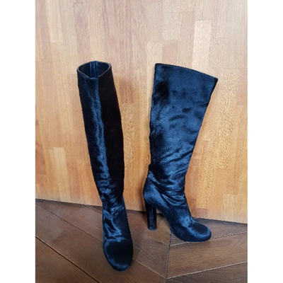 Pre-owned Aperlai Black Pony-style Calfskin Boots