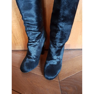 Pre-owned Aperlai Black Pony-style Calfskin Boots