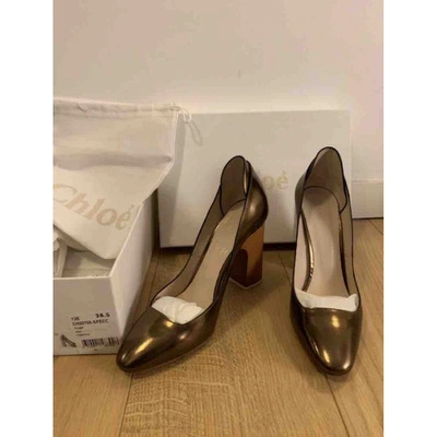 Pre-owned Chloé Patent Leather Heels In Metallic