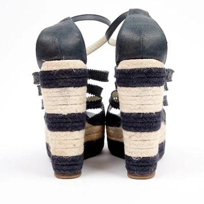 Pre-owned Balenciaga Leather Espadrilles In Navy