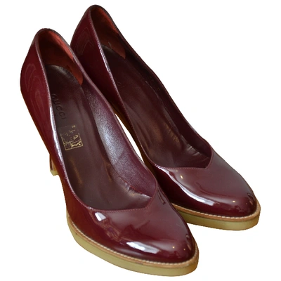 Pre-owned Gucci Patent Leather Heels In Burgundy