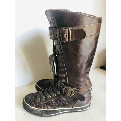 Pre-owned Converse Leather Wellington Boots In Brown