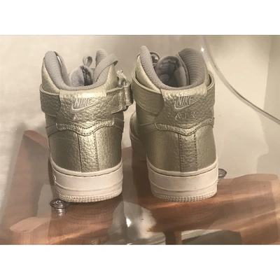 Pre-owned Nike Air Force 1 Leather Trainers In Silver