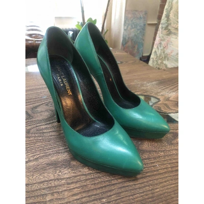 Pre-owned Saint Laurent Green Leather Heels