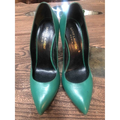 Pre-owned Saint Laurent Green Leather Heels