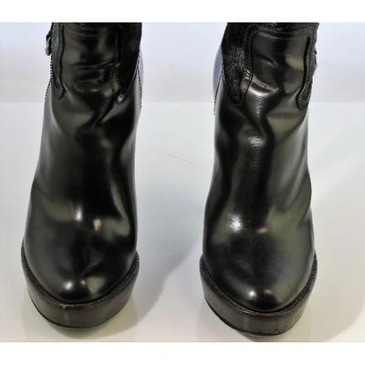 Pre-owned Gucci Pony-style Calfskin Riding Boots In Black