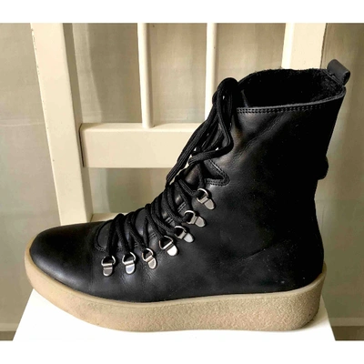 Pre-owned Royal Republiq Leather Snow Boots In Black