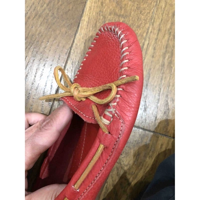 Pre-owned Minnetonka Red Leather Flats
