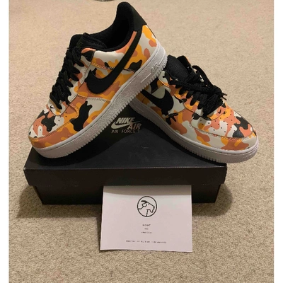 Pre-owned Nike Air Force 1 Leather Trainers In Orange