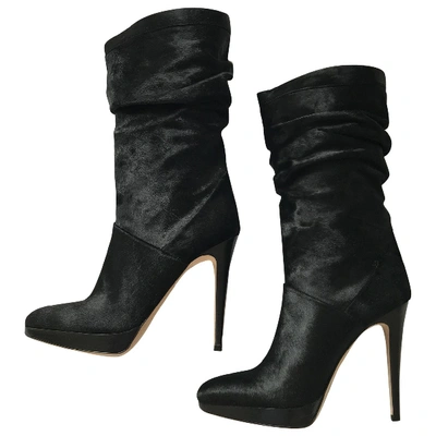 Pre-owned Brian Atwood Black Pony-style Calfskin Boots