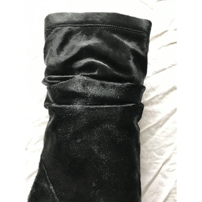 Pre-owned Brian Atwood Black Pony-style Calfskin Boots