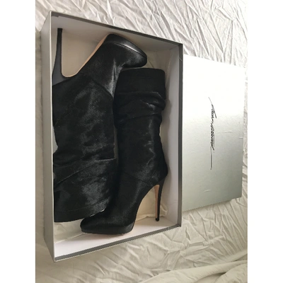 Pre-owned Brian Atwood Black Pony-style Calfskin Boots