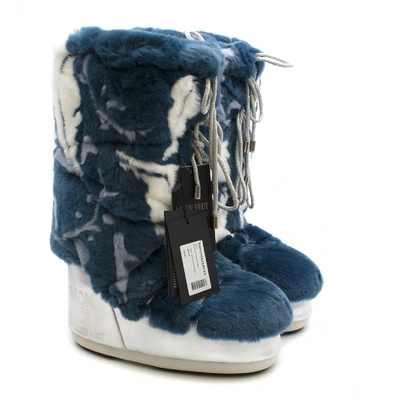 Pre-owned Moon Boot Blue Rabbit Boots