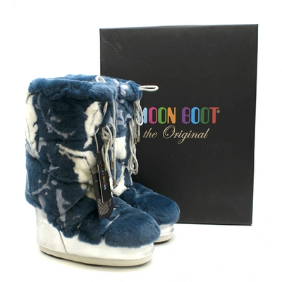 Pre-owned Moon Boot Blue Rabbit Boots