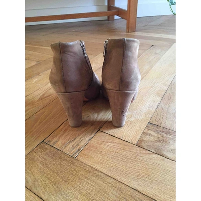 Pre-owned Hope Leather Ankle Boots In Beige