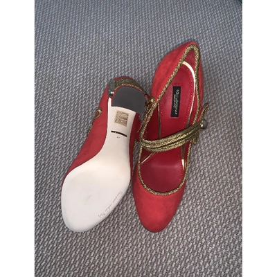 Pre-owned Dolce & Gabbana Red Suede Heels