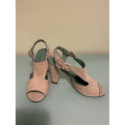 Pre-owned Paola D'arcano Velvet Sandals In Pink