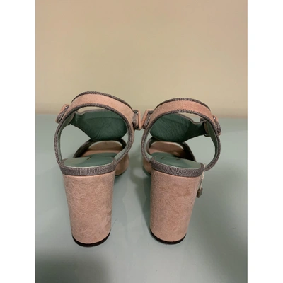 Pre-owned Paola D'arcano Velvet Sandals In Pink