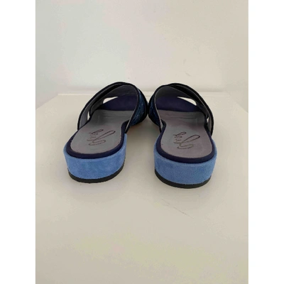 Pre-owned Paola D'arcano Blue Suede Sandals