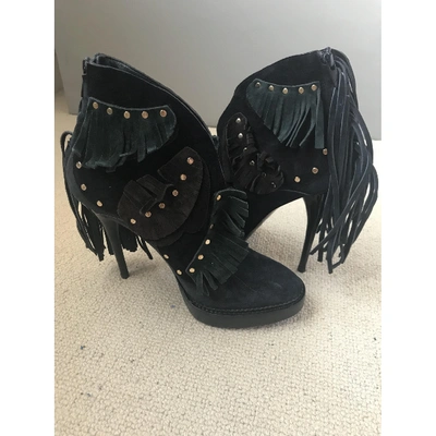 Pre-owned Burberry N Navy Suede Ankle Boots